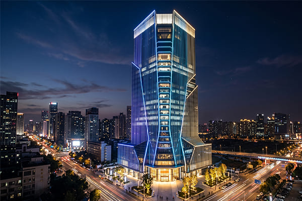 Skyscraper lighting at night